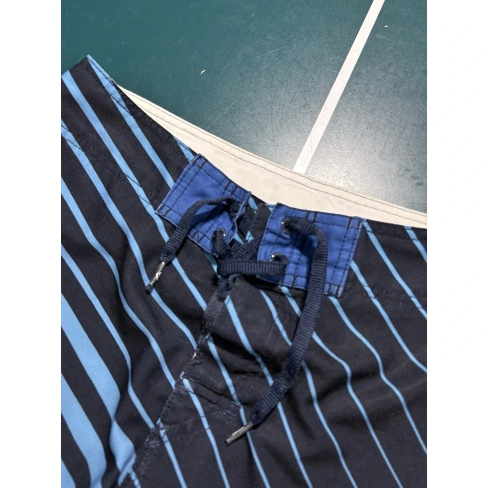 Vintage Quiksilver Board‎ Shorts Men's 30 blue Striped Spellout Surf Y2K RARE